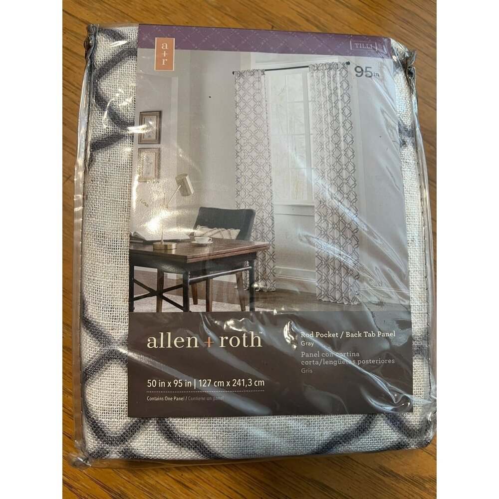 Allen + Roth Light Filtering Gray Rod Pocket/Back Tab Curtain Panel 50" X 95" 95